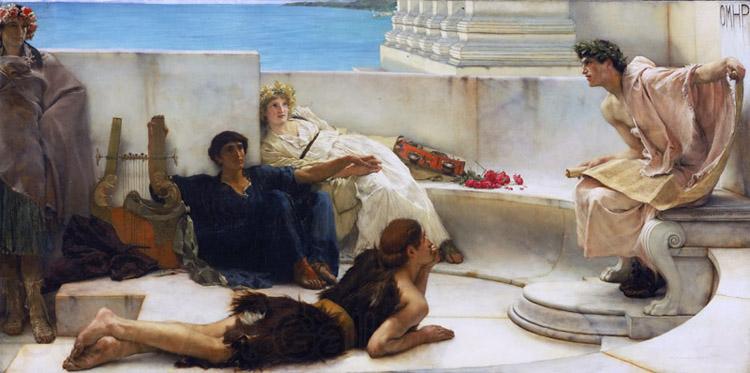 Alma-Tadema, Sir Lawrence A Reading from Homer (mk23) Norge oil painting art